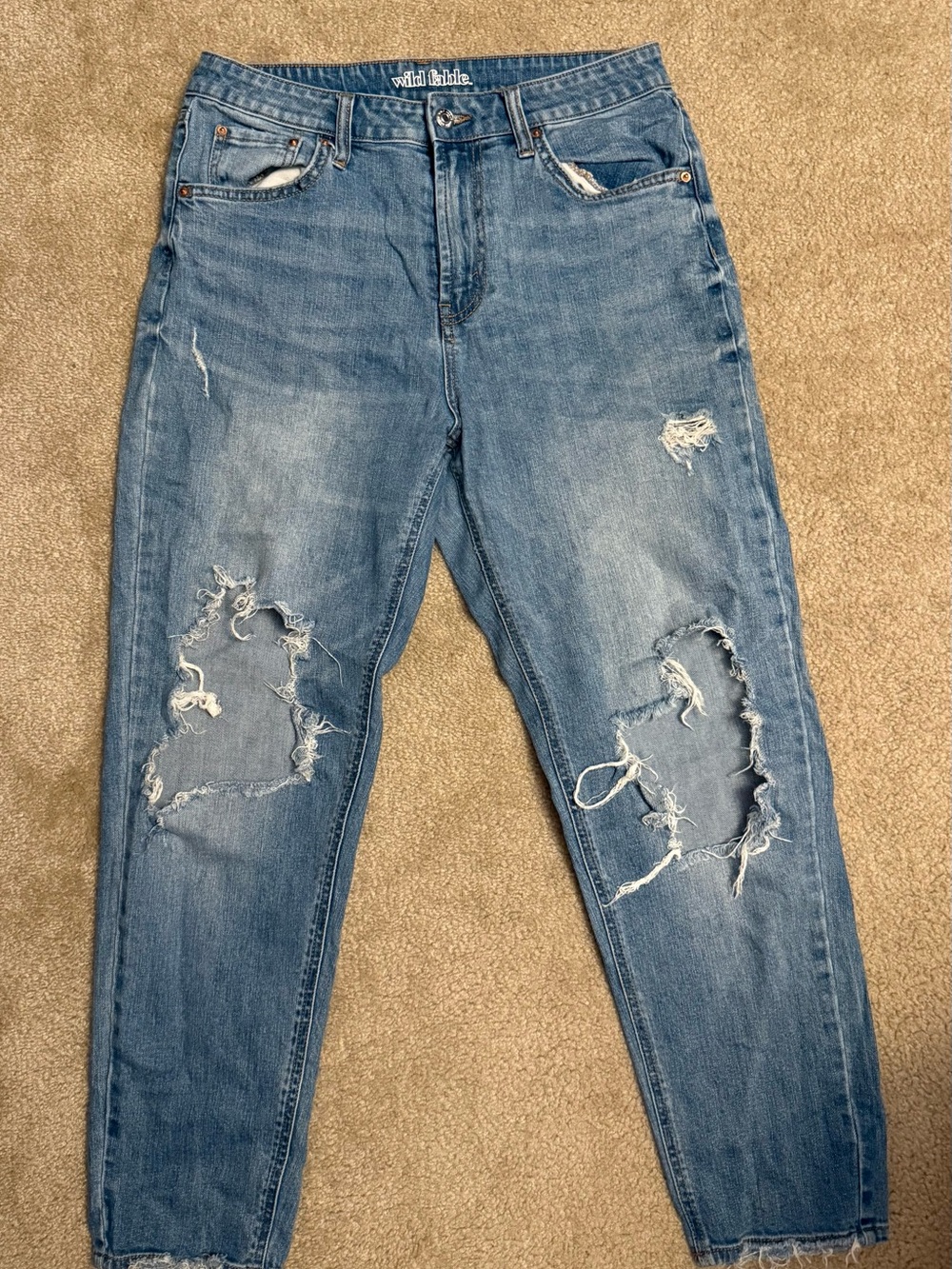 Wild Fable Distressed High Wasted Light Blue Mom Jeans